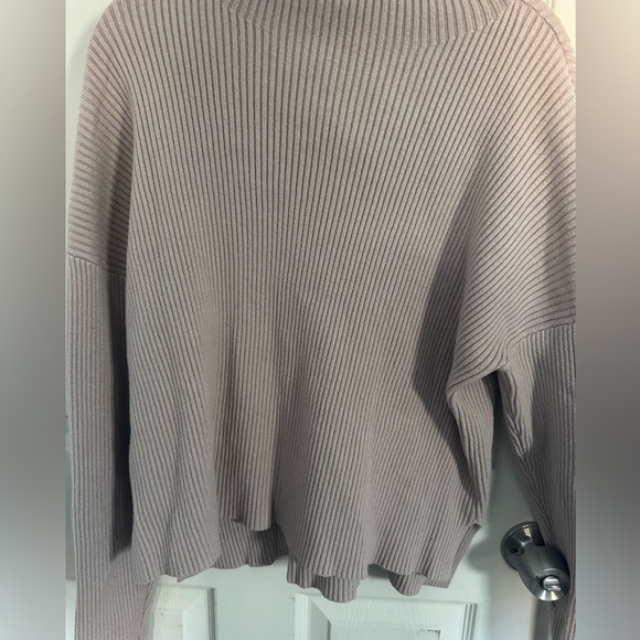 ANTHROPOLOGIE Saturday Sunday Womens Med Cowl Neck Sweater Textured Chevron Tan - Picture 2 of 10